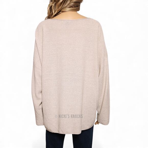 Eileen Fisher Organic Linen Cotton Jewel Neck Boxy Sweater Top Tan Size XL - Picture 5 of 7